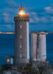 Night view of Petit Minou lighthouse on the coast of Brittany, France.